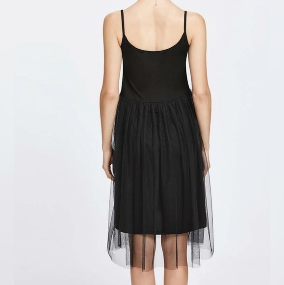 Topshop Simple Black Tulle Overlay Womens Slip Dress Size 6 - Picture 3 of 12